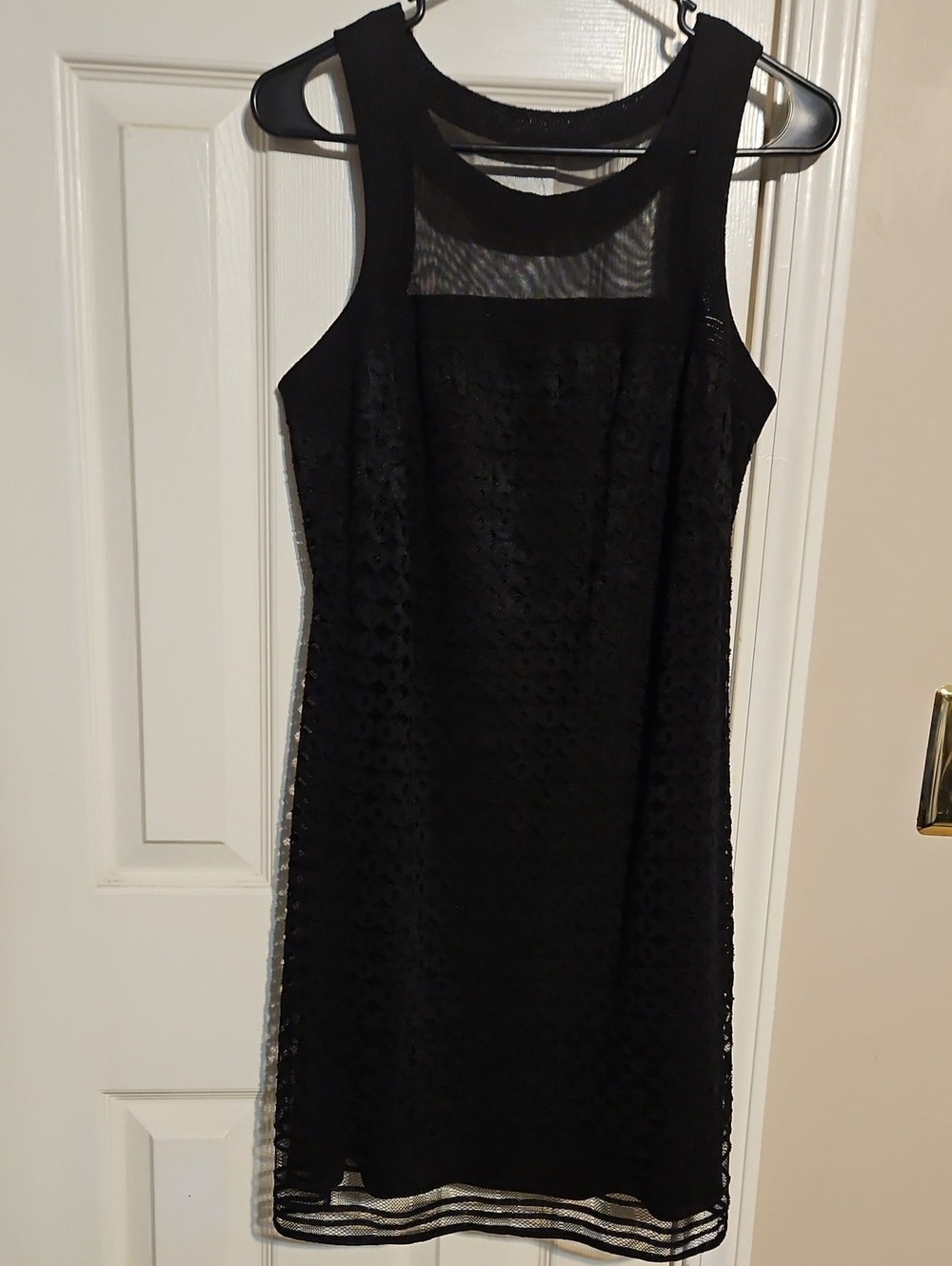 Max Edition Black Sleeveless Mesh-Yoke Mini Dress, Brand New
